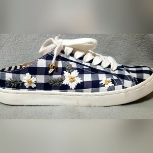 Betsey Johnson Bumblebee Sneakers tennis shoes Slides Gingham Women's 6.5 6 1/2